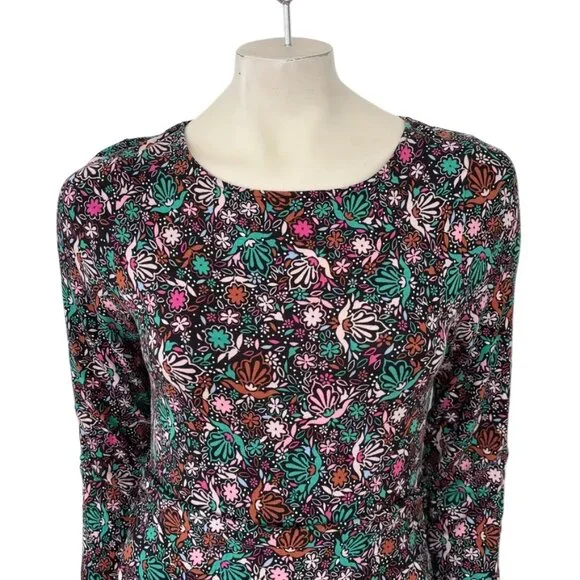 BODEN Abigail Long Sleeve Jersey Dress in Black Florals SZ 8 - Picture 5 of 13